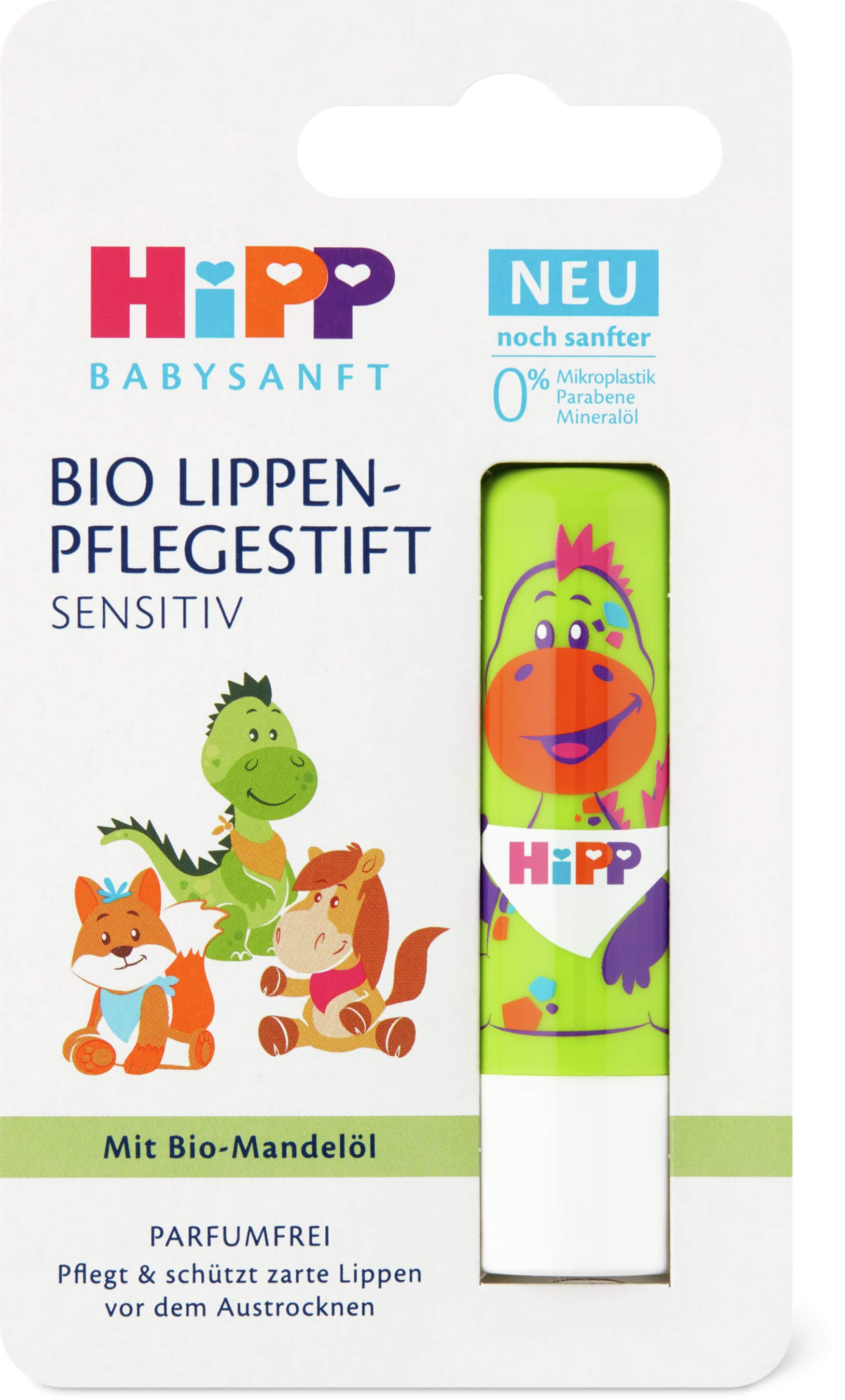 Hipp Lippen-Pflegestift Sensitiv Parfumfrei,Mandelöl 4.8g